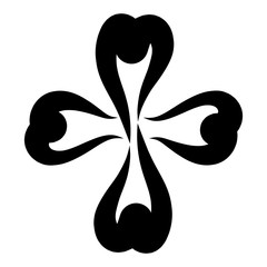 Cross, plus or clover of four hearts