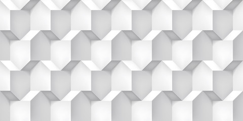 Volume realistic vector cubes texture, light geometric seamless pattern, design white background for you projects 
