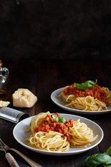 Spaghetti pasta with bolognese sauce