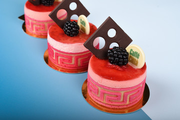 Blackberry mousse cake dessert