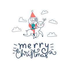 Fototapeta premium Merry Christmas and Happy New Year 2020 gift card.