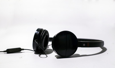 Computer headphones on white background
