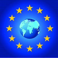european union flag on the globe
