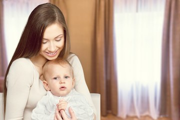 Happy mother with  sweet baby boy