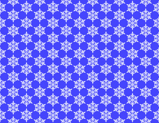 A pattern of snowflakes, white snowflakes on a blue background. Christmas and New Year background_