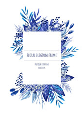 The Blue floral frame for invitation cards and graphics.