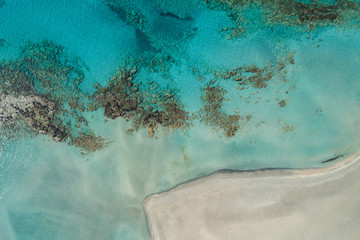 Elafonissi Lagoon, Crete Island, Greece. Amazing Beach. Blue sky copy space