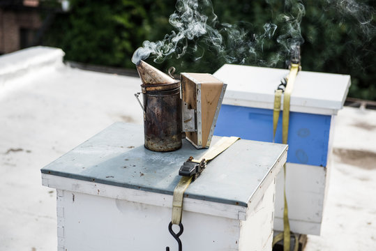 Beehive smoker and beehive boxes - Powered by Adobe