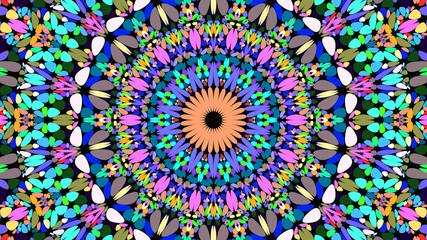 Colorful abstract gravel ornate mandala pattern wallpaper - geometrical vector graphic