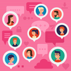 Social Networks Users Global Chatting Concept Illustration