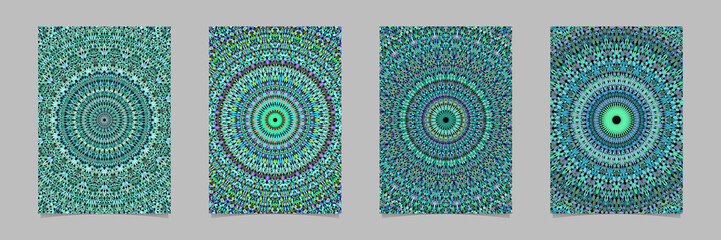 Turquoise flower kaleidoscope mandala pattern poster background set - vector page template illustrations
