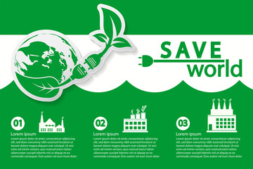  world with eco-friendly concept ideas,Infographic template,vector illustration