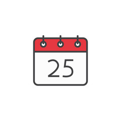 Christmas calendar icon in flat style isolated on white background.