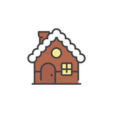 Gingerbread house icon in flat style isolated on white background.