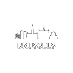 Brussels skyline and landmarks silhouette black vector icon. Brussels panorama. Belgium