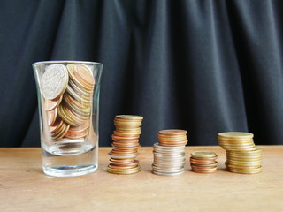 stack of coins on a table