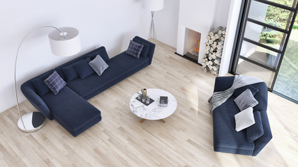 large luxury modern bright interiors Living room illustration 3D rendering computer digitally generated image