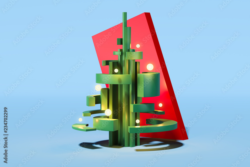 Poster thumb up like red symbol on mobile phone screen. 3d rendering.