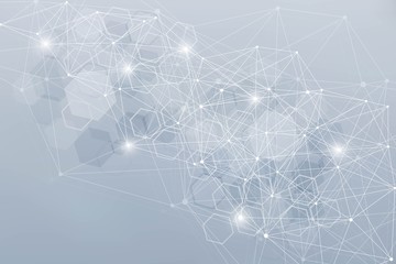 Big Data Visualization Background. Modern futuristic virtual abstract background. Science network pattern, connecting lines and dots. Global network connection vector.