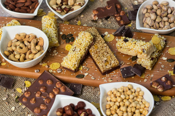 Granola Bars and mixed nuts 