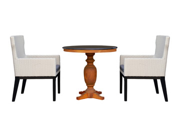 Coffee Table and Chairs Isolated on White Background