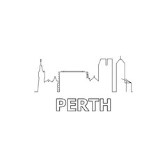 Perth skyline and landmarks silhouette black vector icon. Perth panorama. Australia
