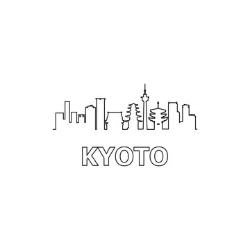 Kyoto skyline and landmarks silhouette black vector icon. Kyoto panorama. Japan