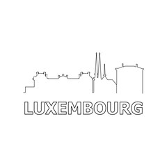 Luxembourg skyline and landmarks silhouette black vector icon. Luxembourg panorama.