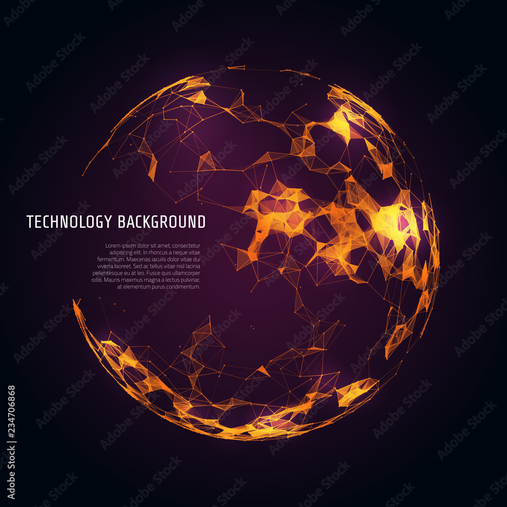 Poster abstract futuristic background with dots and lines. vector illustration.