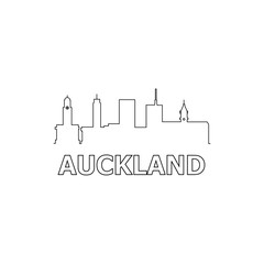 Auckland skyline and landmarks silhouette black vector icon. Auckland panorama. New Zealand