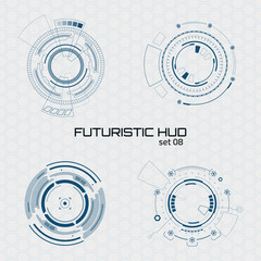 Naklejka premium Set of sci fi futuristic user interfaces on grey background. Vector illustration.