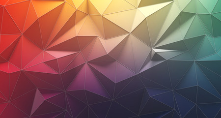 Colorful low poly geometric background. 3d rendering.