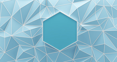 Blue low poly background with white edges. 3d rendering.