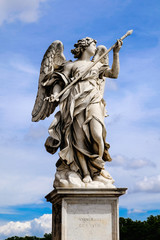 Fototapeta na wymiar Angel with Spear, statue from the Sant'Angelo Bridge in Rome, Italy