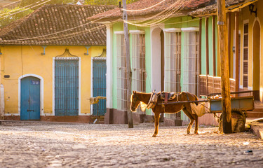 Horse carriage in colonial Trinidad, Cuba