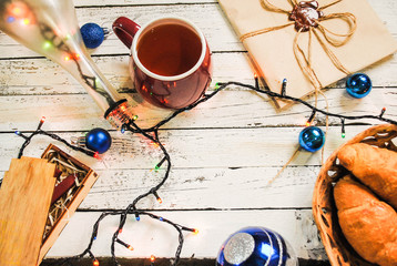 Christmas decoration and tea cup