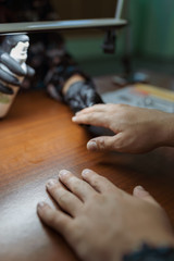 men's manicure close-up with a manicure specialist