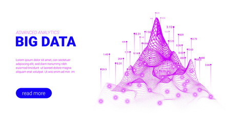 Fototapeta na wymiar Big Data Analysis Visualization. Landing Page.