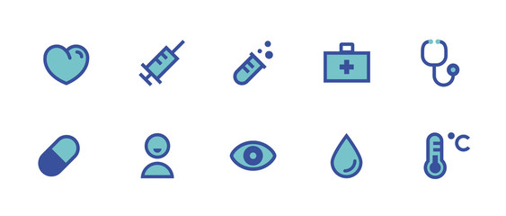 Medical, health care, healthy life, pharmacy, injection, doctor icons set, vector illustration emoticons symbols collection