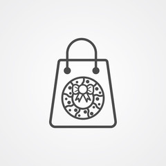 Christmas shopping bag vector icon sign symbol