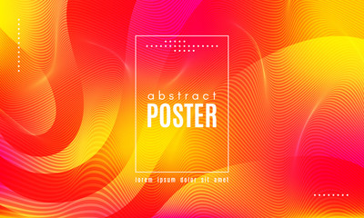 Abstract Wave Poster with Color Fluid Shapes.