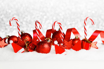Christmas decor on snow