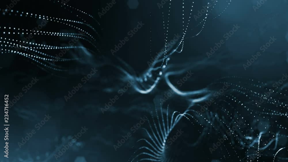 Poster 4k interesting abstract looped backgrounds with luminous particles with depth of field. suitable for