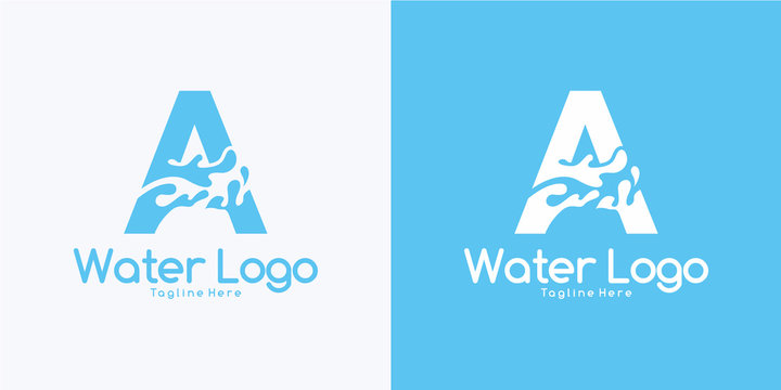 combination letter A and Water logo design concept