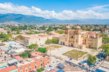 Beautiful aerial view of Santo Domingo Old Monastery in Oaxaca, Mexico - obrazy, fototapety, plakaty