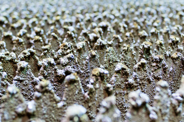 The table of laser cutting machine. Close up