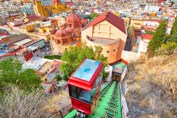 Guanajuato, scenic city lookout and panoramic views from city funicular