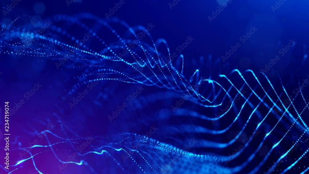 Poster 4k interesting abstract looped backgrounds with luminous particles with depth of field. suitable for