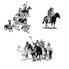 Indyjscy wojownicy jeżdżą na koniach. - 234719405