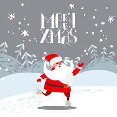 X-mas landscape and Santa